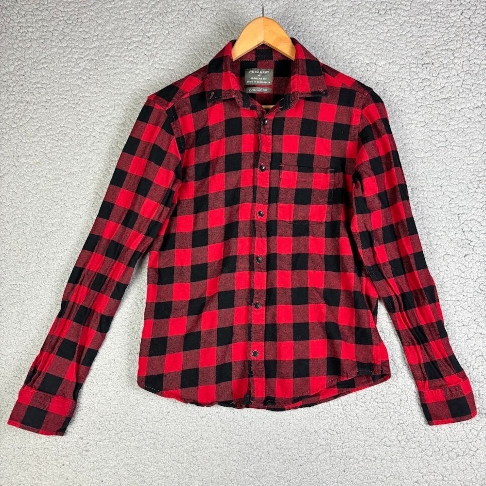 Primark‎ Buffalo Plaid Flannel Shirt Mens Size XS Regular Fit 100% Cotton Button